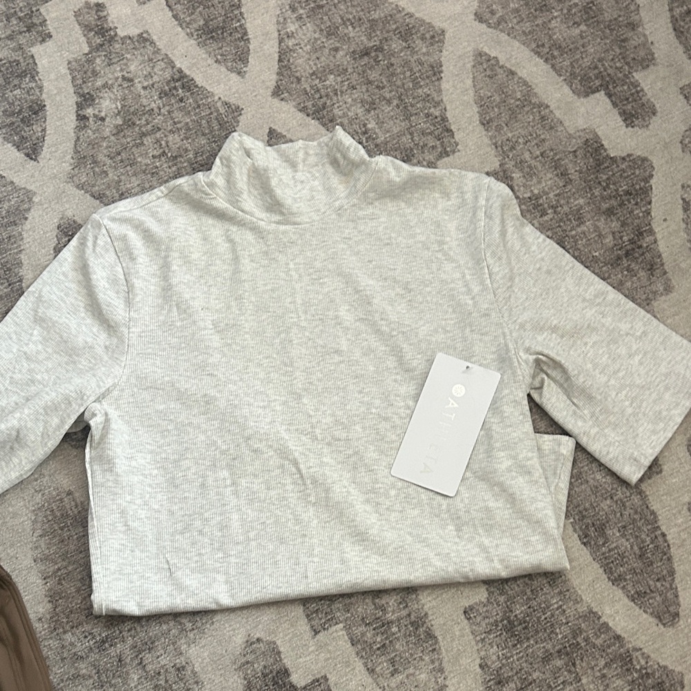 Athleta Light Gray Mock Neck Top